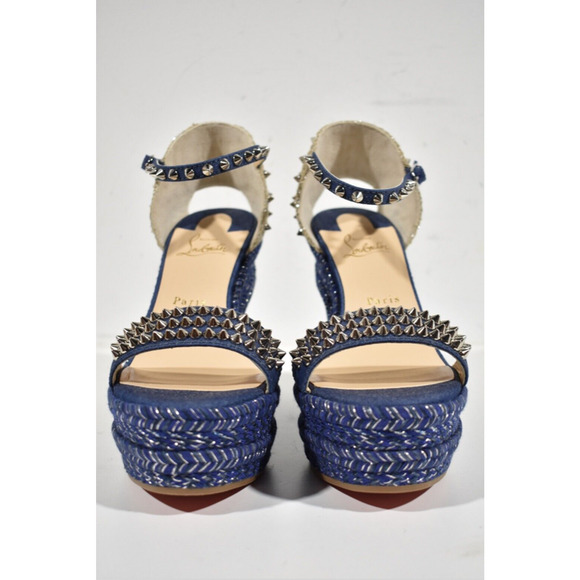 Christian Louboutin Madmonica 120 Blue Denim Platform Wedge Sandal Heel Pump 42 - Picture 5 of 12